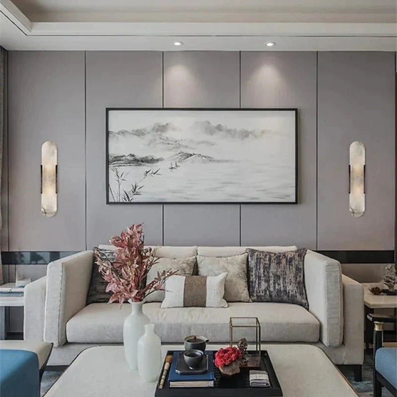 Modern Marble-Look Wall Lamp | Dimmable LED