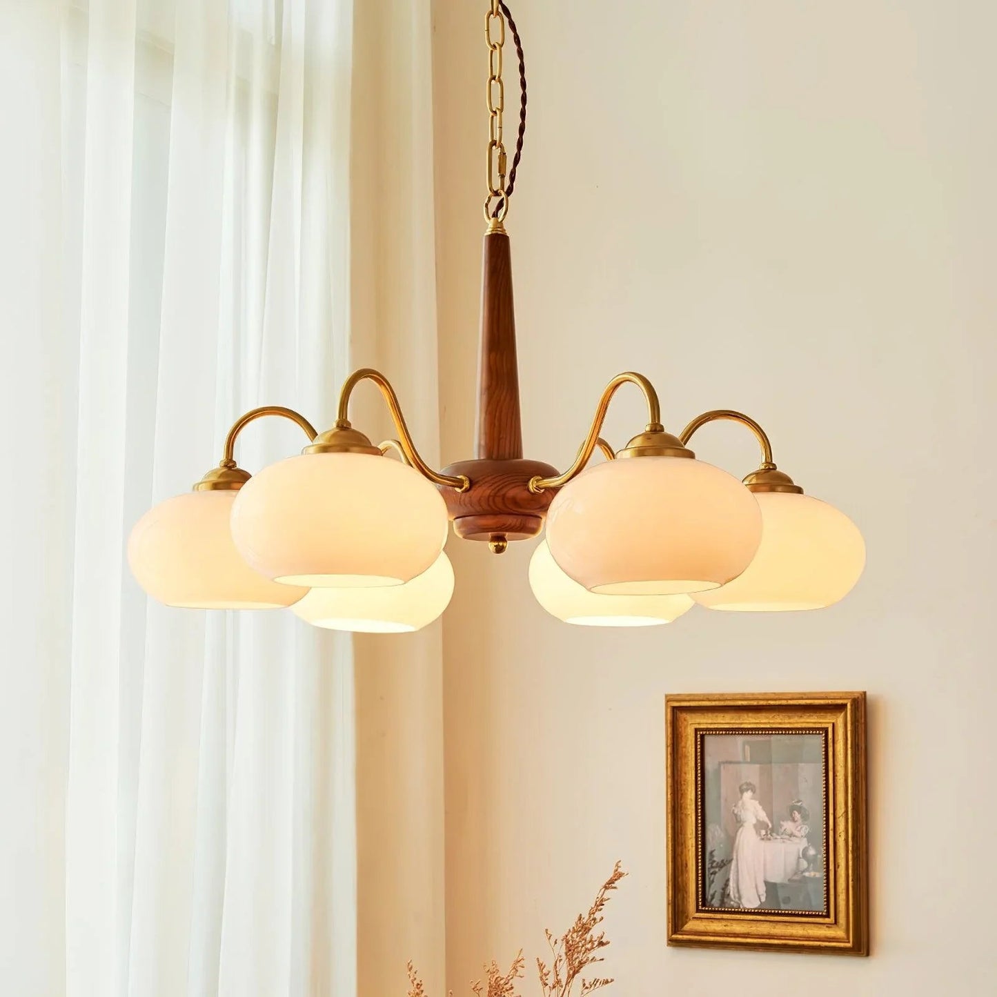 Wood Glass Chandelier 1